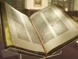 Fragment of Gutenberg's original Bible in Minsk